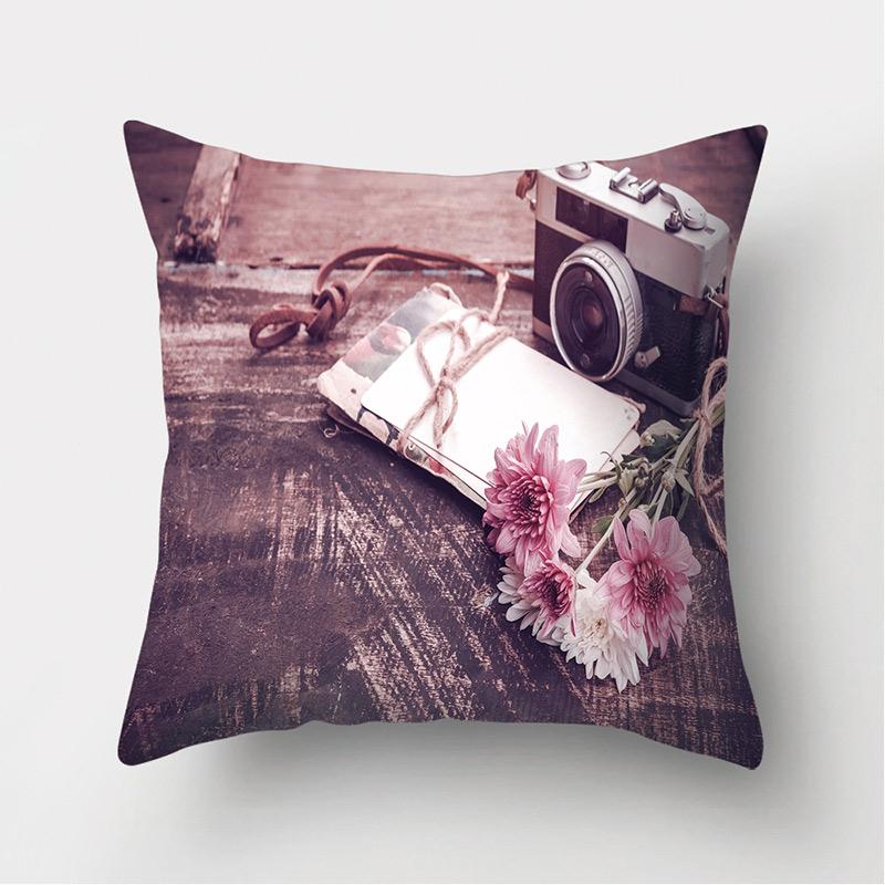Pink Love Rose Floral Pattern Decoration Cushion Pillowcase Sofa Bedroom Home Selection Decoration Cushion Throw Pillow