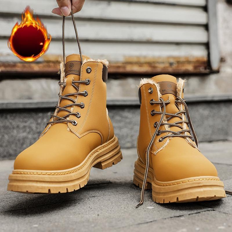 Zimní pánské boty Polstrované a zateplené Pánské boty Britská hřejivost Boty rebarbora Pracovní Vysoké bavlněné boty Pohodlné Minimalistické Všestranné boty