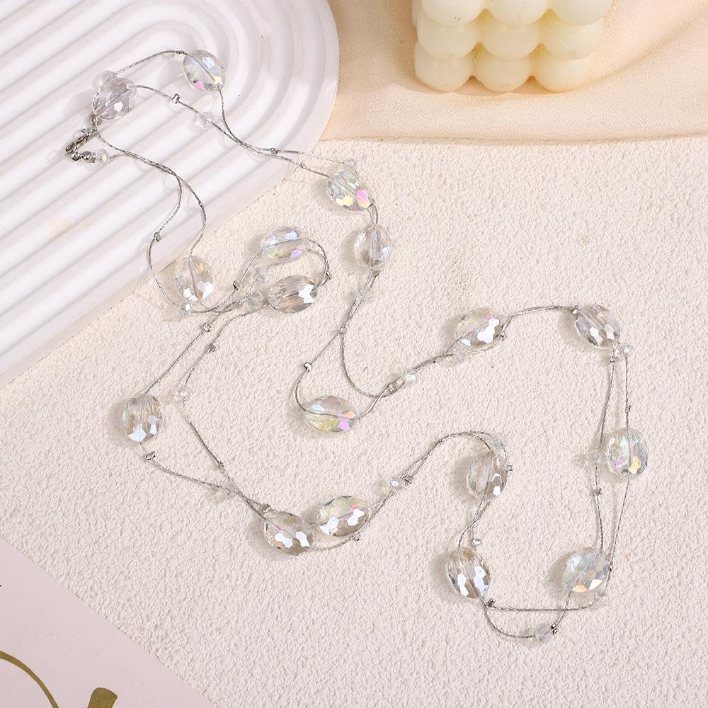 Všestranný dlouhý křišťálový náhrdelník: Módní šperky s řetízkem na svetr (170 cm)