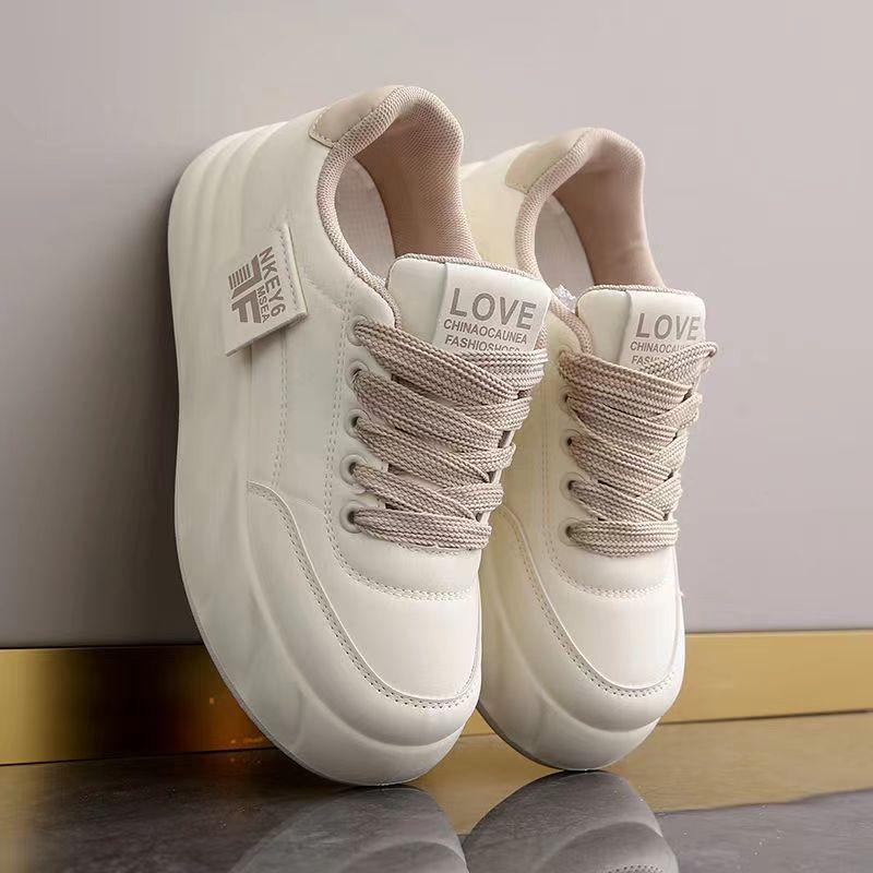 Platform White Shoes Women's New Spring and Autumn Small Sports Board Shoes Students' Platform Casual Pumps