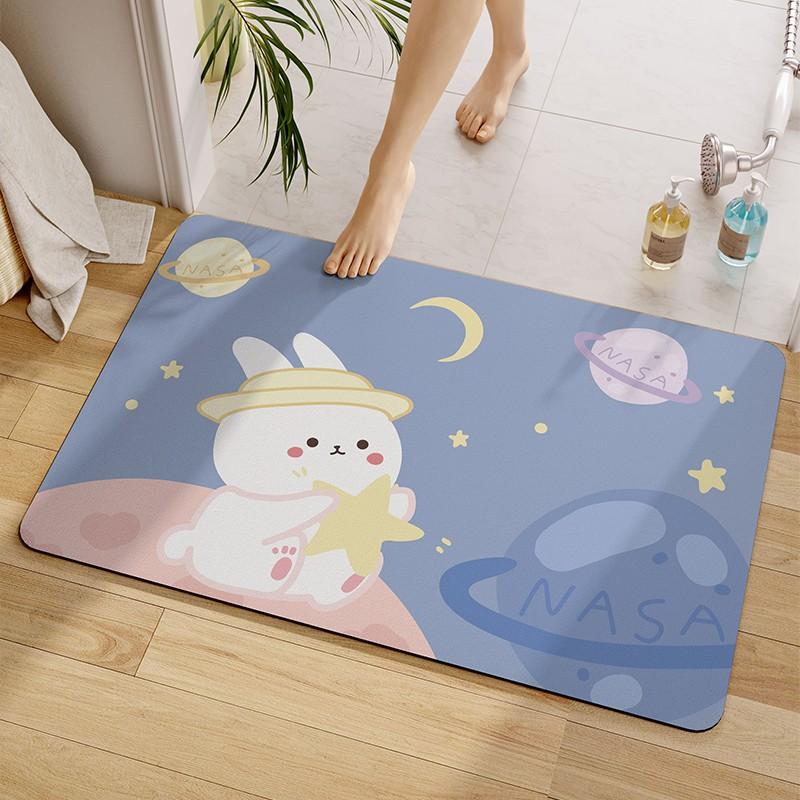 Small Fresh Diatom Mud Soft Ground Paving Anti-Skid Pad Anti-Drop Floor Sticker Small Size Bathroom Absorbent Floor Mat Foot Pad