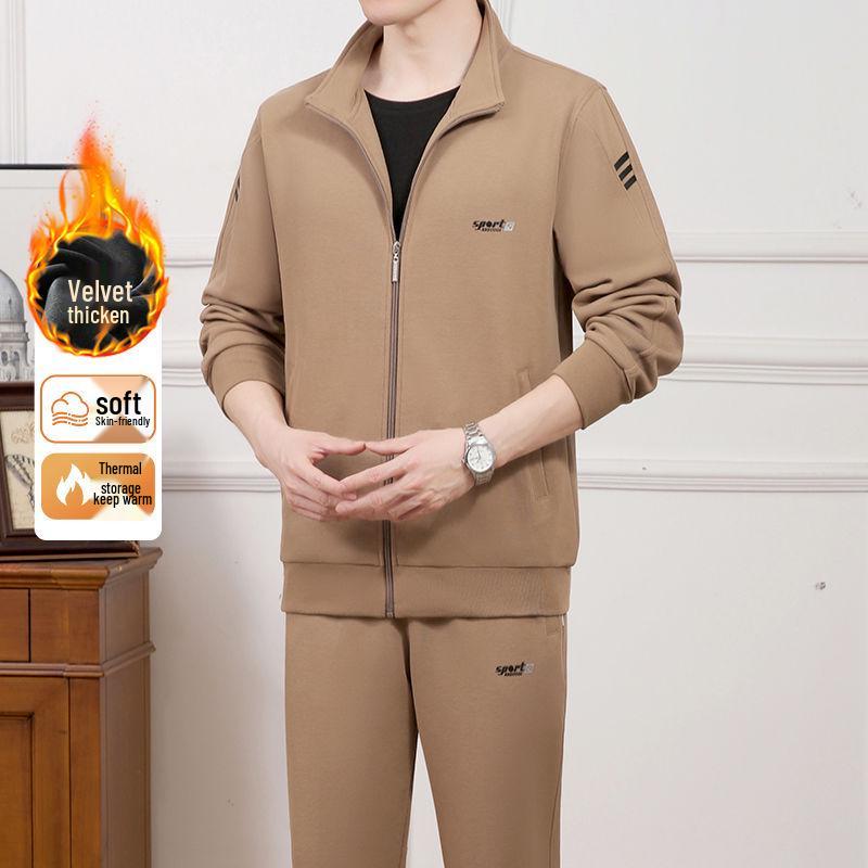 

Мужской теплый спортивный костюм для осени/зимы – утепленный велюровый спортивный костюм для мужчин среднего и пожилого возраста 3XL