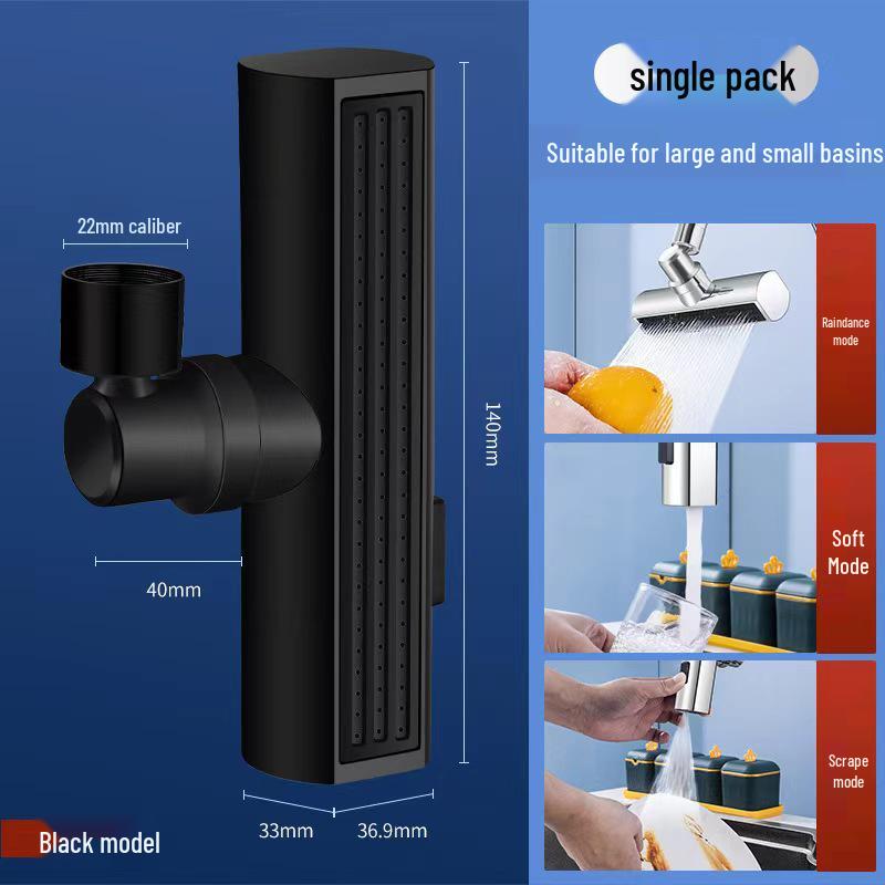 Robinet de bucătărie universal anti-stropire, aerator tip cascadă, gura de scurgere extensibilă