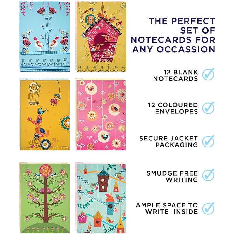 

Doodle Treasure Trove Set Of 12 Thank You Notecards With Envelopes | 4.25 X 3 Inch | 6 Unique Designs (2 Each) | Blank Small