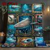 Whale Shark Collage 2D Flat Pattern Flannel Blanket, High Quality All Seasons, Home Decor, Warmth and Comfort, Perfect for Christmas Gifts.