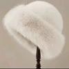 Fluffy Fur Bucket Hat For Women Plush Fisherman Hat Warm Women's Winter Hat Thicken Cold Snowy Day Panama Cap Chrismas Gifts