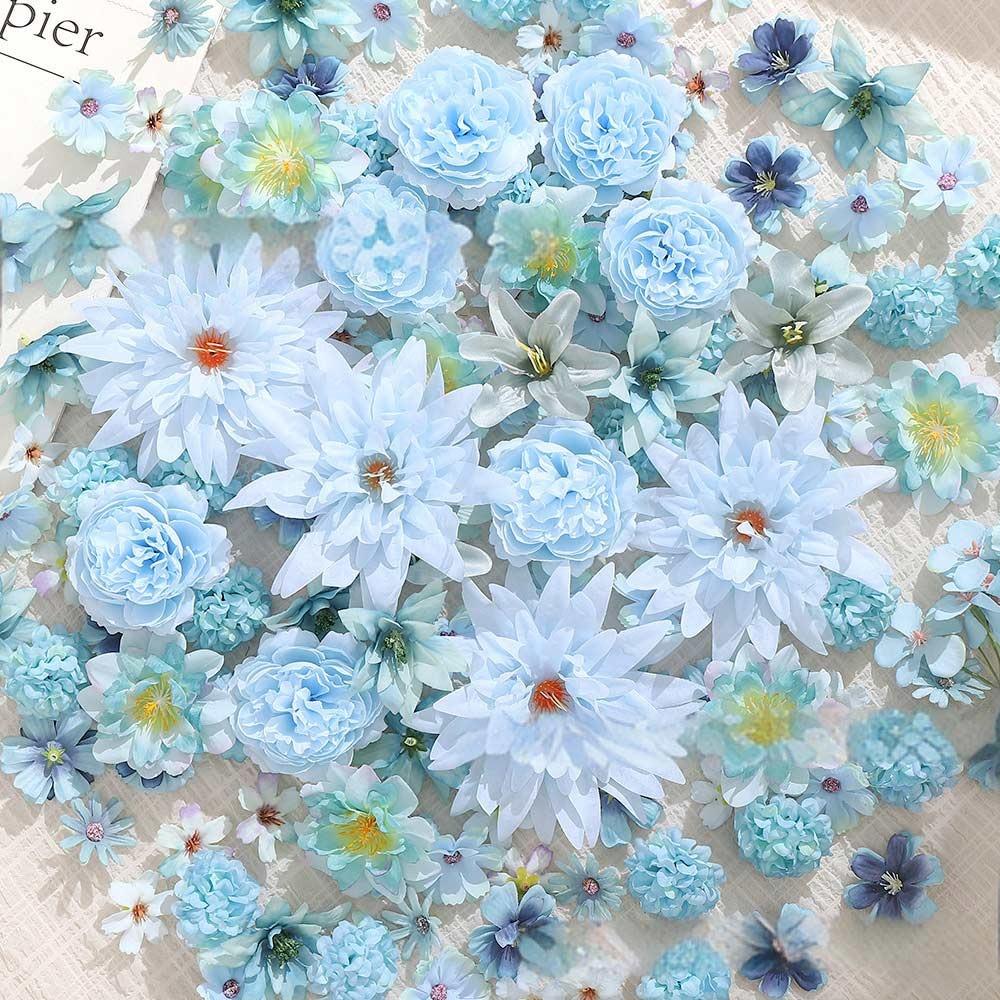 20 Stück Kreative Mehrfarbige Künstliche Blumenköpfe Seiden-Kopfschmuck Seiden-Pfingstrosen-Blumen-Ornament Hochzeits-Simulationsblumen-Geschenk