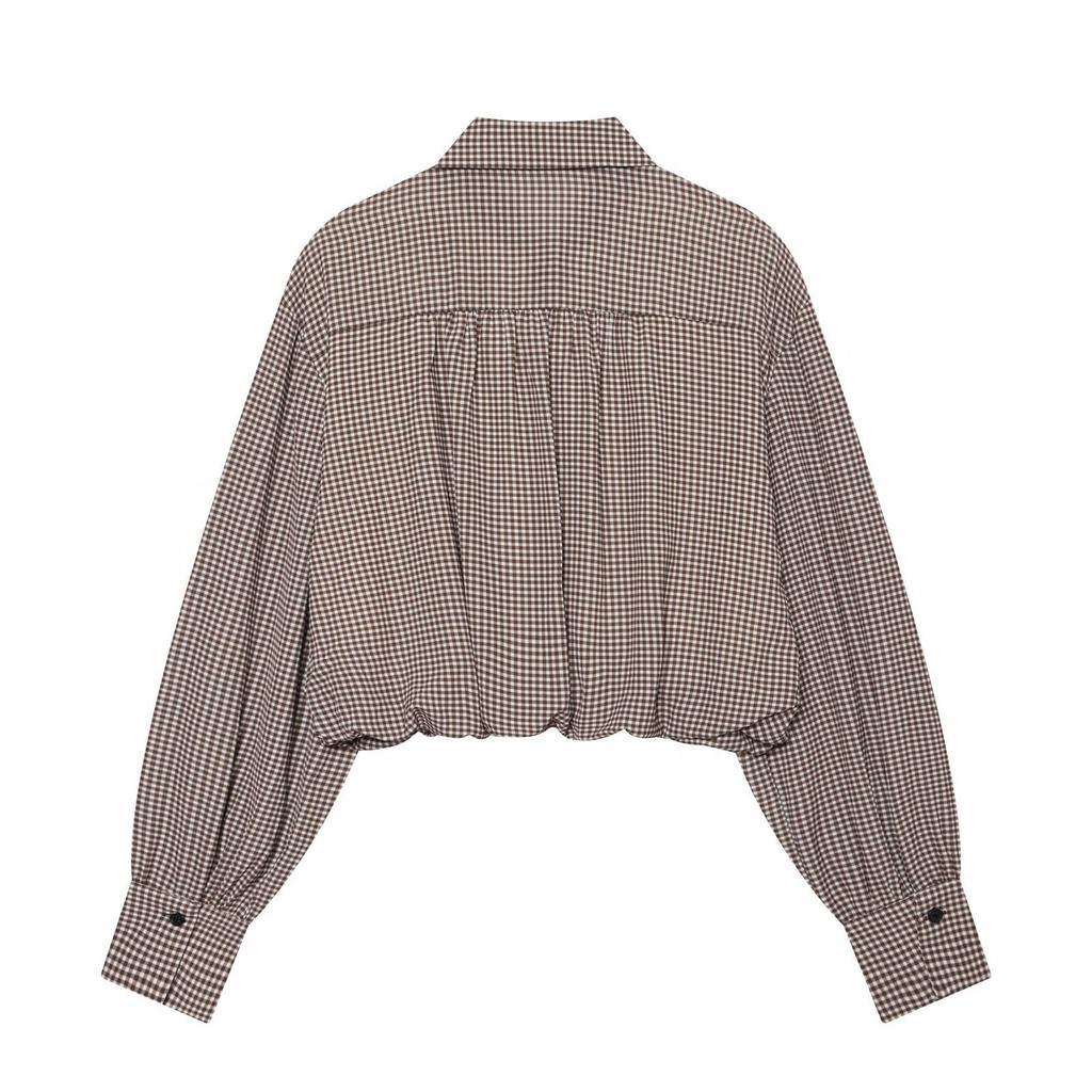 European and American Style, New Women's Clothing, Fashionable, Versatile, Casual Style Design Small Plaid Short Shirt
