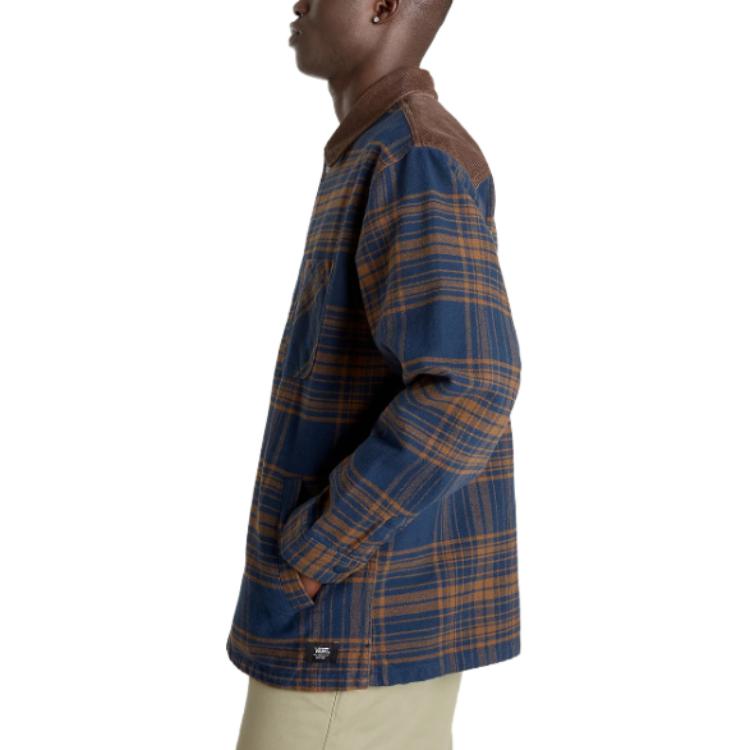 Vans Nelson Heavyweight Shacket American Vintage Soft Comfortable Fashion Casual Corduroy Jacket Men Jacket Blue VN000HNQDAT