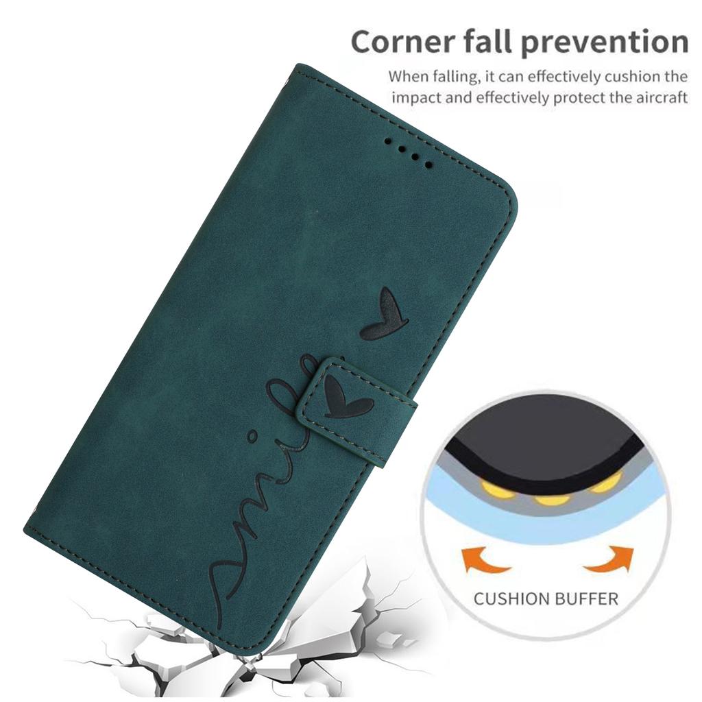 PU Leather Wallet Case for iPhone 15,Stand Heart Imprinted Protective Phone Cover
