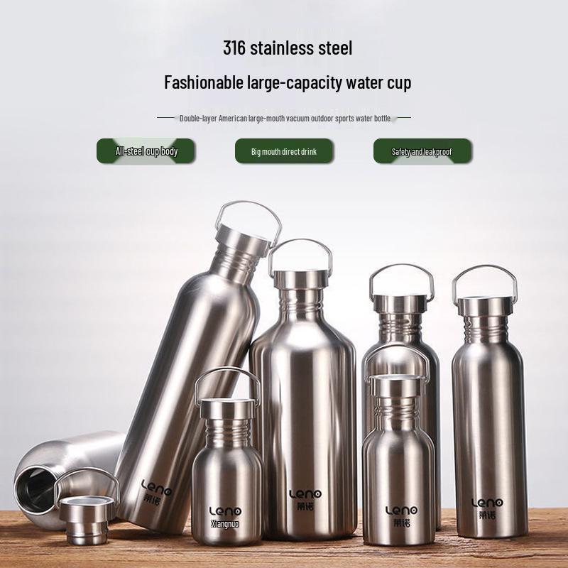 316 Stainless Steel Large Portable Sports Kettle - Single Layer, Not Insulated 350ml