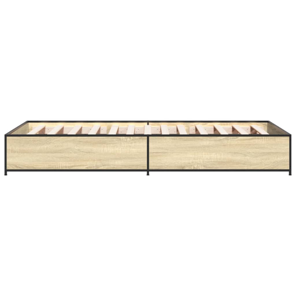 Bed Frame in Sonoma Oak Finish 75 x 190 cm Made of Engineered Wood and Metal