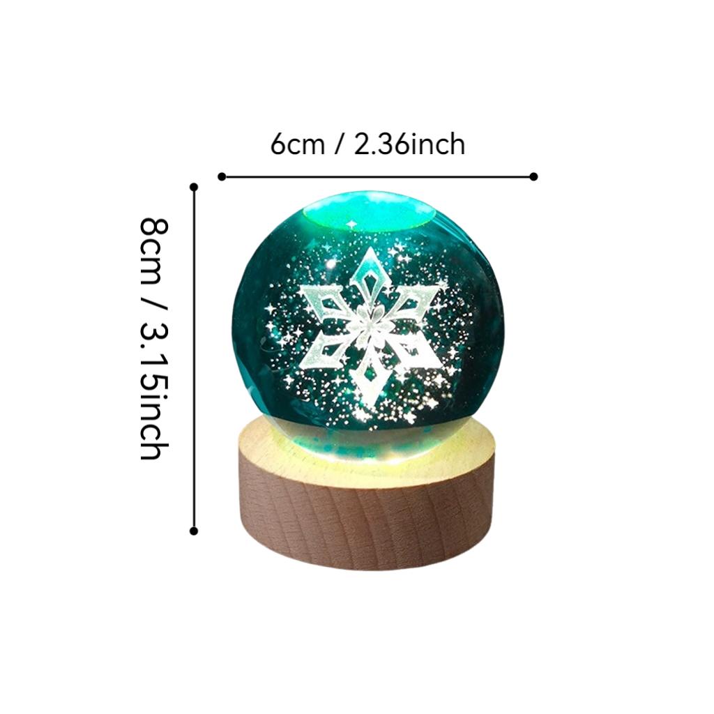 1ks 3D křišťálová koule pro sněhové sochařství, USB noční světlo, vhodné pro dekoraci v ložnici a obývacím pokoji, pro Den otců/Mo