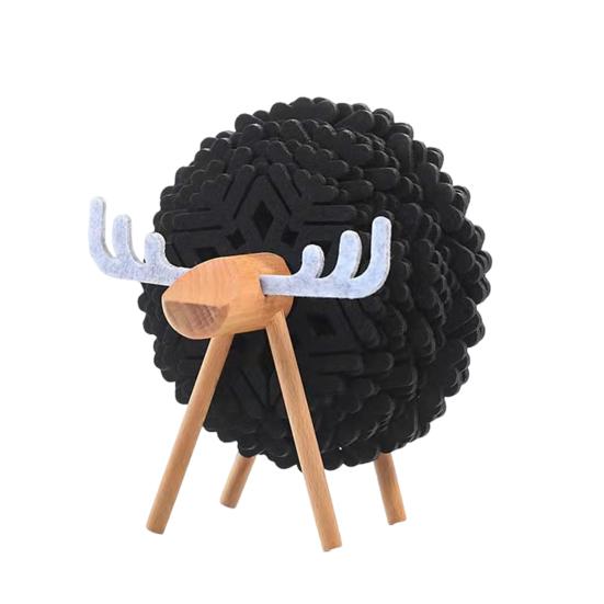 

Набор из 10 войлочных подставок с держателем в виде овцы, впитывающая подставка под стакан для напитков для защиты стола, снежинка, шерсть чёрный