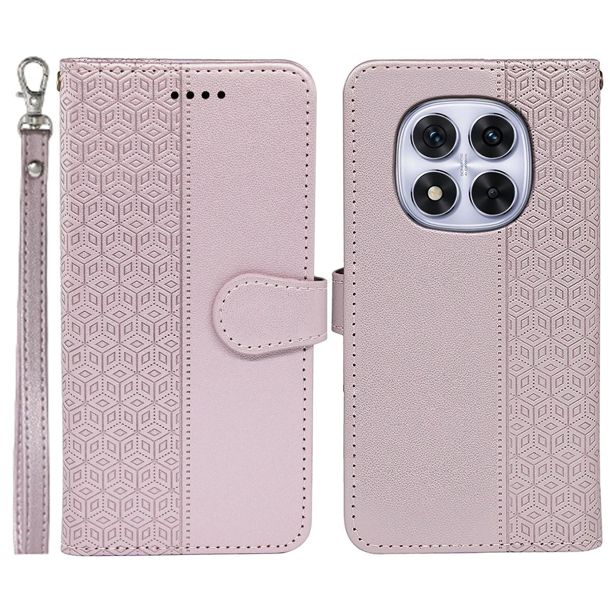 

For Xiaomi Redmi Note 14 Pro 4G Wallet Phone Case Pattern Imprint Leather Flip Cover Rose Gold