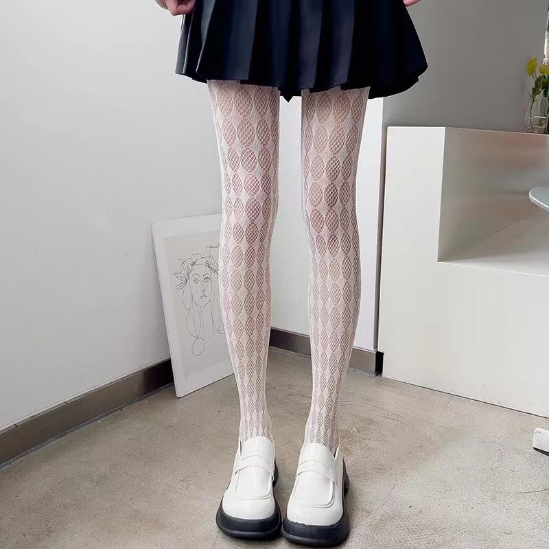 

Индивидуальные ажурные ромбовидные колготки в стиле Лолиты, модные колготки Алиса, шахматная доска, тонкие дышащие геометрические сетчатые тонкие колготки оптом one size бежевый