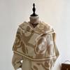 Camellia Black And White Elegant Imitation Cashmere Scarf Large Square Scarf Female Big Name Outer Shawl Warm Fashion Scarf
