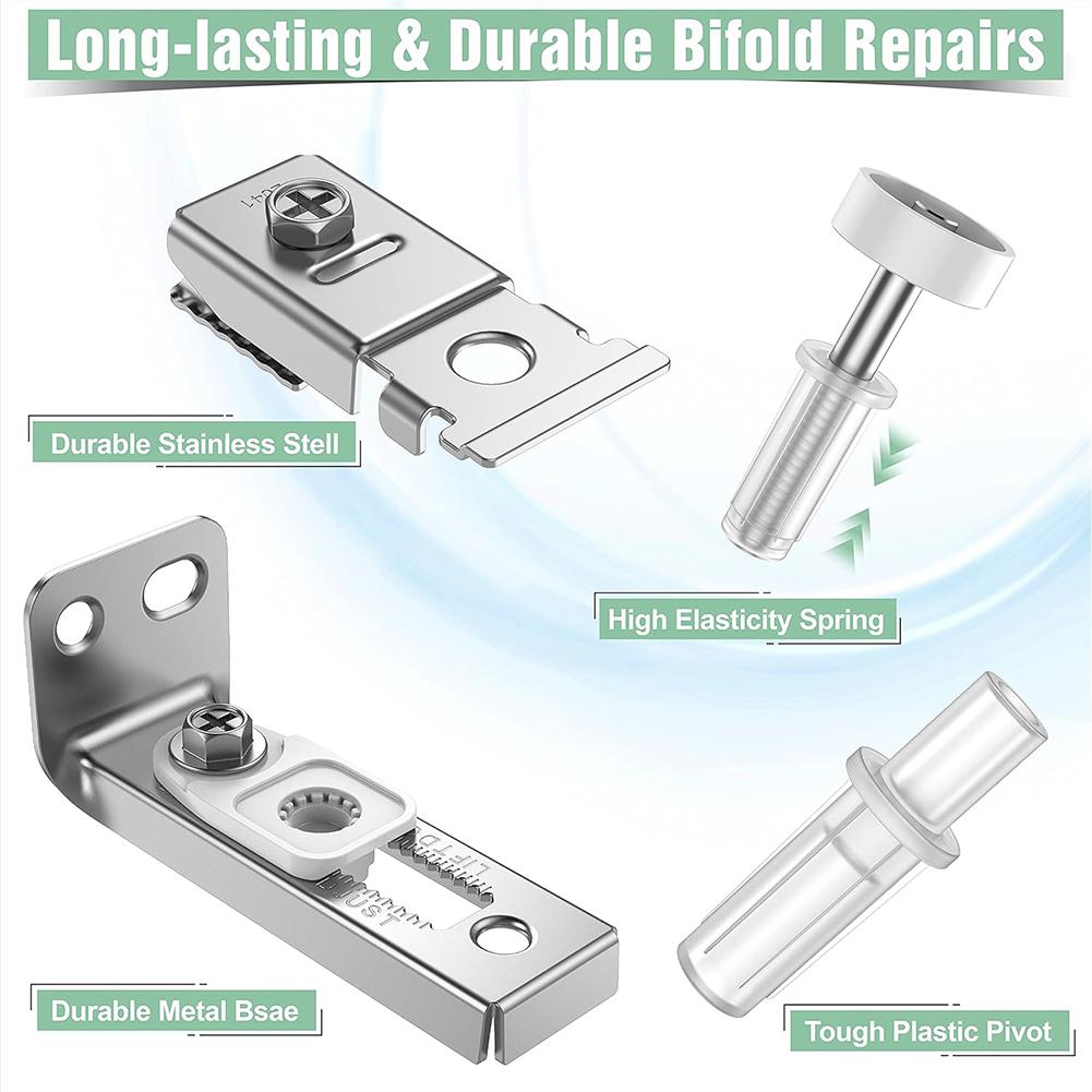2Pcs Bifold Door Hardware Repair Kit Include Top & Bottom Bracket Sliding Barn Door Hardware Kit with Pivots Door Repair Parts