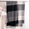 Unisex Korean Plaid Thick Winter Scarf with Tassels - Imitation Cashmere Shawl