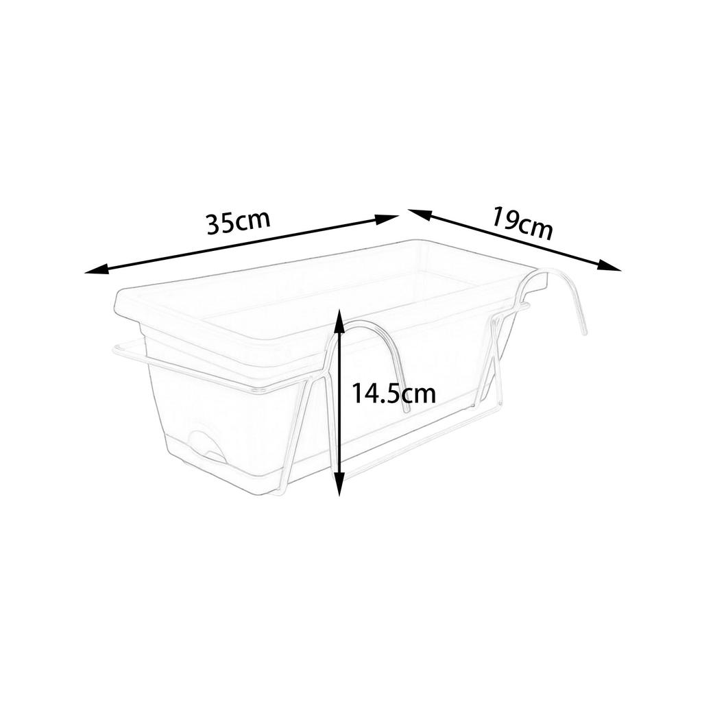 Balcony Railing Planter Plant Basket Fence Planter with Rack and Tray Flowerpot Window Box Planter for Deck Yard Countryside