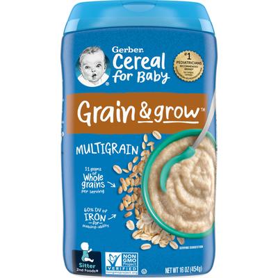 Gerber Cereal for Baby, Grain & Grow, 2nd Foods, Multigrain, 16 Oz (454 G)