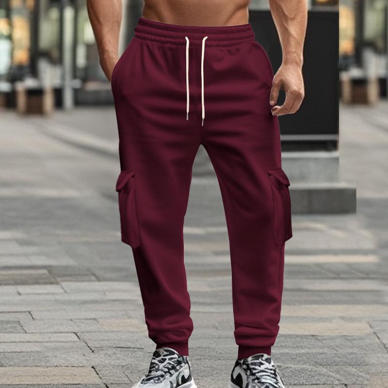 Herren Weiße Elastische Taille Cargo Jogginghose Kordelzug Lockerer Schnitt Lässige Hose
