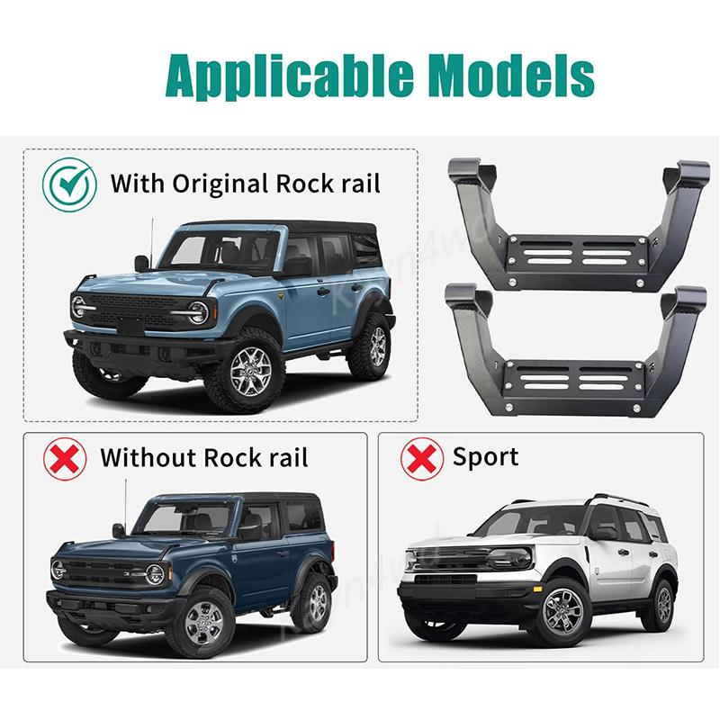 Εξωτερικά Αξεσουάρ Off Road 4x4 Πλαϊνά Σκαλοπάτια Μη Ολισθηρά Για Ford Bronco 2021-2025 2/4 Πόρτες με Original Πλαϊνό Προστατευτικό Βράχων