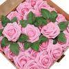 8CM Faux Rose Flower Gift Box Set with Leaves - Includes 25 or 50 Flowers for Home Decoration