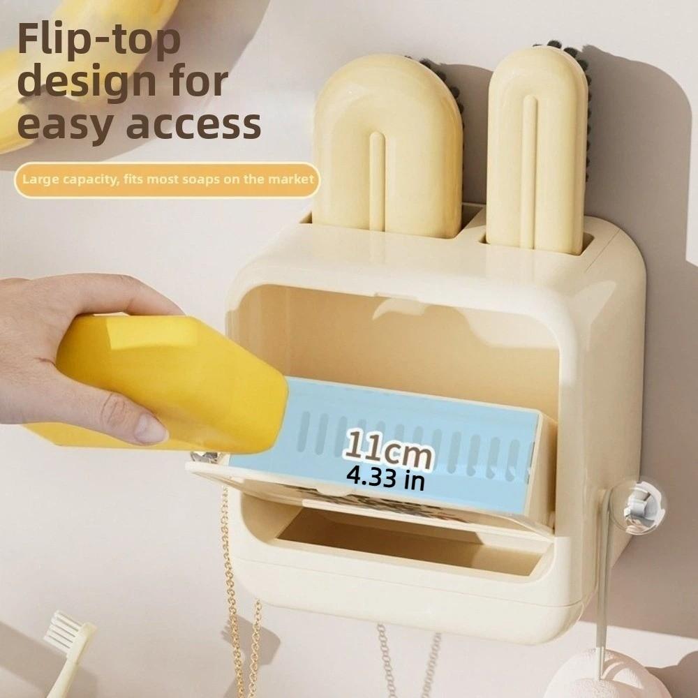 3 in 1 Clothing and Shoe Brush Set Space Saving Flip Laundry Brush Plastic Wall Mounted Bathroom Storage Box Bathroom Organizer