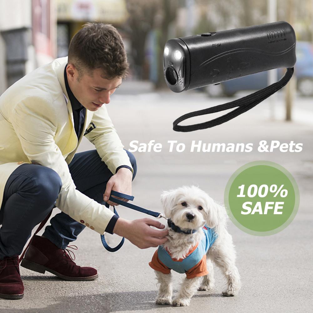 Ultrasonic Bark Arrester Lightweight with LED Flashlight Dog Repeller Plastic Dog Protection Device for Pet Training Accessories
