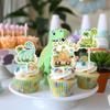 Dinosaur Paper Cake Insert Topper Ice Cream Butterfly Farm Birthday Party Decor Kids Dessert Insert Jungle Animal Cake Topper