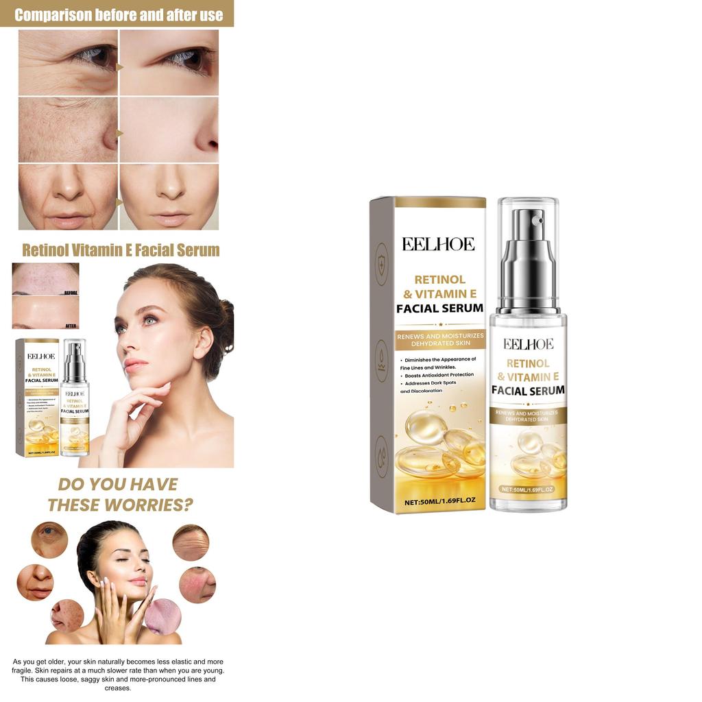 Eelhoe Retinol Vitamin E Night Facial Serum For Radiant Skin Hydrating Brightening Essence