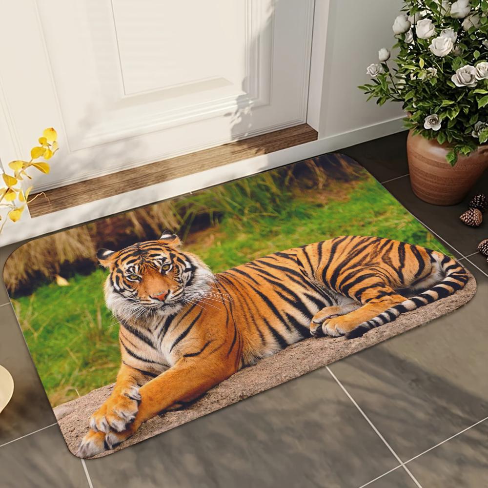 1pc Tiger Doormats Home Carpet Bathroom Absorbent Mats Anti-Slip Mats Home Decor Supplies Carpets Home Kitchen Floor Mats