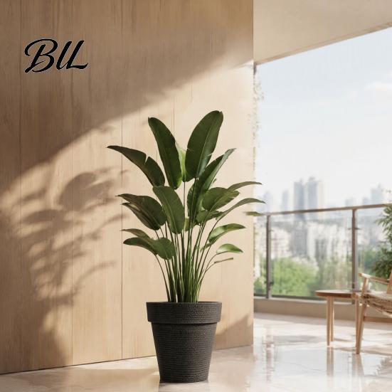 Large Resin Flower Pots for Indoor Plants Round Planter with Drainage Hole, 12 Inch Dia Stone-Look Sturdy Backyard Landscaping Pot, Modern Minimalist