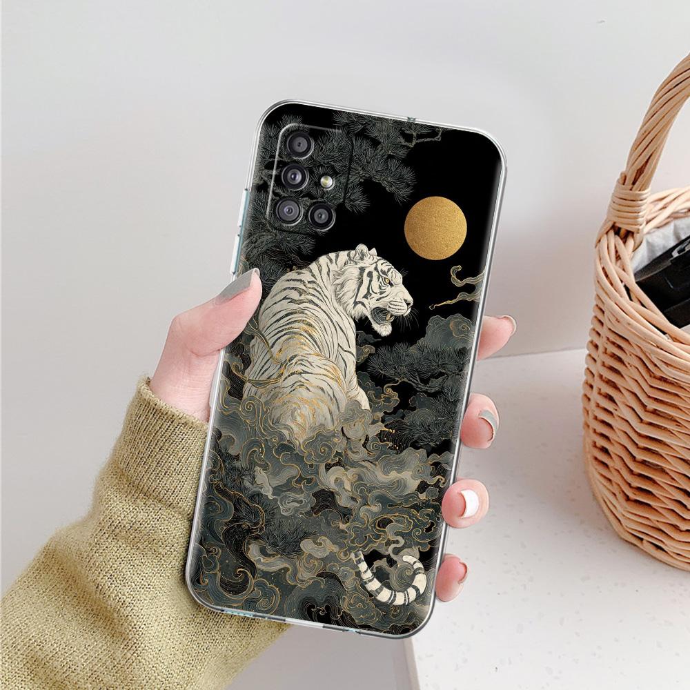 Phone Case For Samsung A15 A13 A35 A55 A51 A71 A41 A31 A21S A05 A17 A23 A25 A33 A53 A73 5G A07 4G Cover Cool Animal Tiger Lion