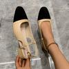 New Summer Women's Sandals Elegant Medium Heel Toe Mules Comfortable Office Women's Shoes Buckle Heels Dress Shoes