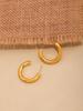 Qiong Yao Cross-border High-end Gold-plated Stainless Steel C-shaped Earrings - European & American Fashion Set with PVD Gold Color Retention.