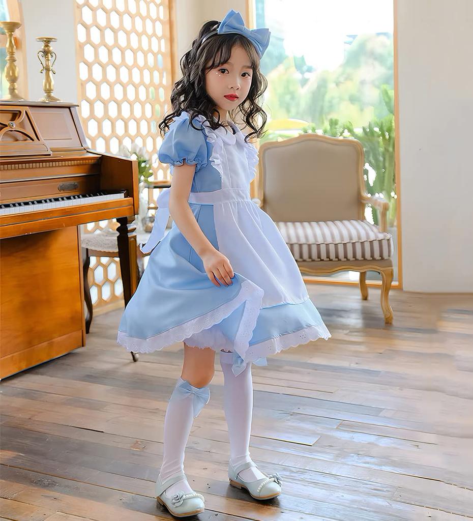 Alice in Wonderland Girls Maid Princess Halloween Short Light Set [RPFLQ] Dress, Cosplay, Costume, Apron, Sleeves, Kids' Costume, Cute, Popular,
