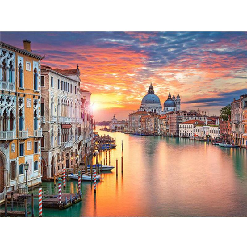 Diamond Painting Full Round Square Natural Landscape Wall Stickers Mosaic Beach Embroidery Mountain Scenery Diamond Art