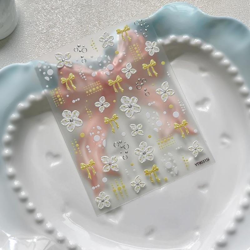 Fiore,Pois,Papillon Adesivo per Unghie Autoadesivo Decorazioni Decalcomanie Fai da Te Manicure Scrapbooking Diario Adesivo