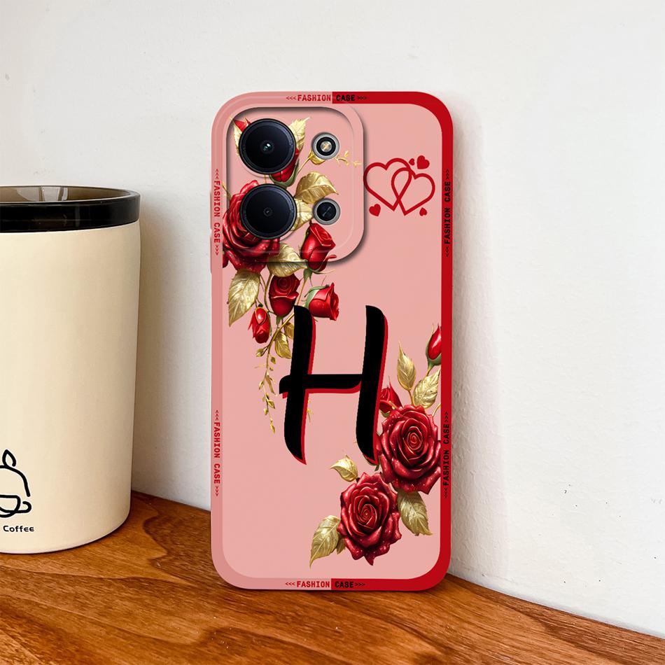 Per Cover Telefono Redmi 15C 4G 5G Fiori Nome Lettere Morbida Silicone Liquido Custodia a Protezione Totale Per Redmi 15 C Alloggiamento Antiurto