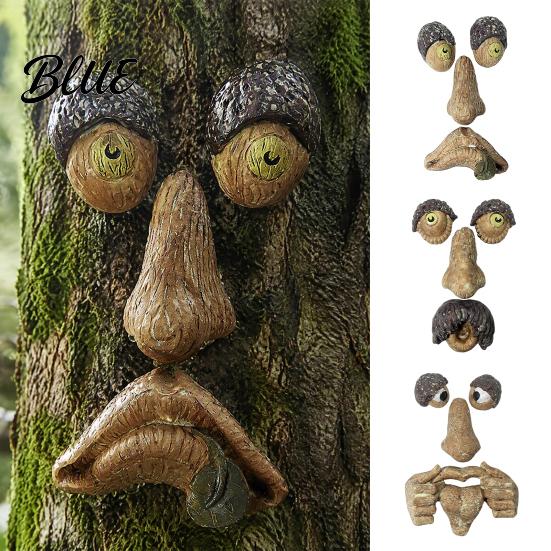 Halloween Tree Decorations Glow‑in‑the‑Dark Face Garden Decor Funny Old Man Bark Whimsical Sculpture Resin Ornament Outdoor Easter Hugger Yard