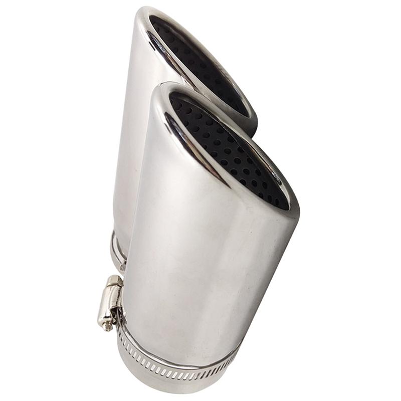2Pcs for Mercedes Benz C180 Car Exhaust Muffler Tip Stainless Steel Pipe Chrome Modified Car Rear Tail Throat Liner Accessories