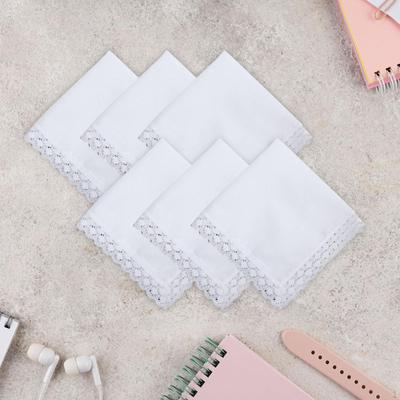 6 Pezzi Fazzoletti Fazzolettini in Pizzo Bianco da Donna per Regalo di Matrimonio