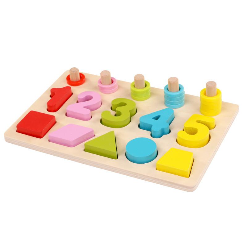 

Number Wooden And Shape Matching Board Children Puzzle Toy For Early Education