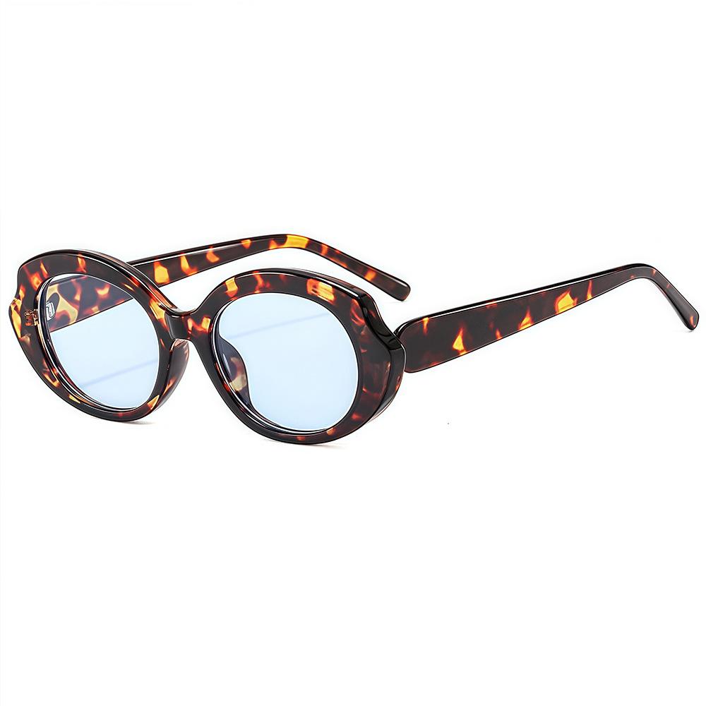 New Fashion Retro  Leopard Elliptical Women Sunglasses Frame  Personalized  Candy Color Trend Outdoor Men Sun Glasses Uv400