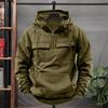 Frühling Herbst Herren Kapuzenpullover Cargo Style Kordelzug Große aufgesetzte Tasche Halber Reißverschluss Lange Ärmel Einfarbig Lässig Alltagskleidung Sport Top