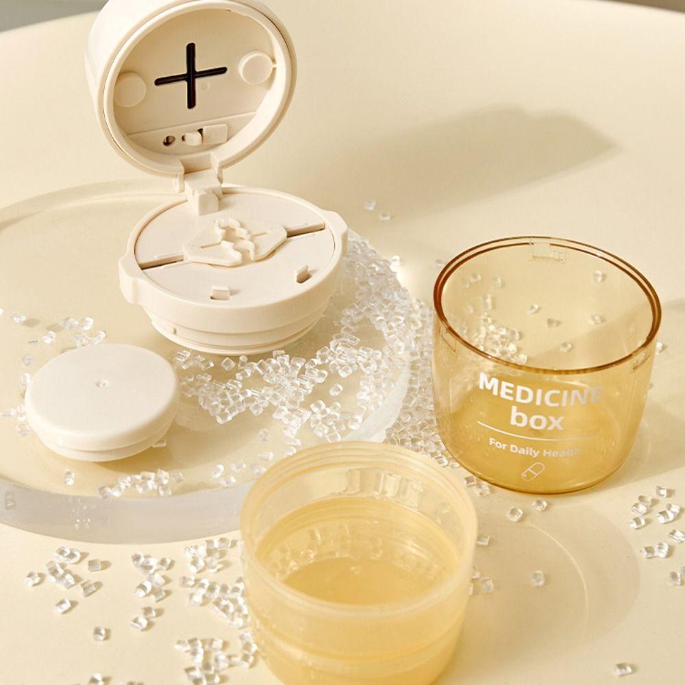 New 3-in-1 Pill Box with Pill Cutter Multi-Layer Mini Pill Grinder Sealed Medicine Tablet Storage Box