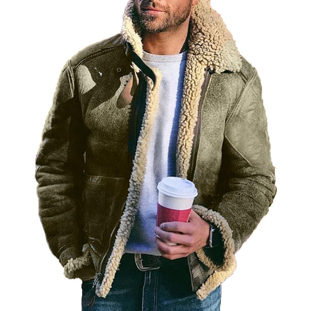 Men's Suede Faux Fur Zipper Jacket - Thickened Autumn/Winter Collection