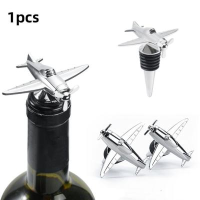 Wine Bottle Stoppers Airplane Shaped Vacumm Sealer Wine Corks Metal Beer Bottle Saver Airplane Bottle Reusable 3D Wine Corks
